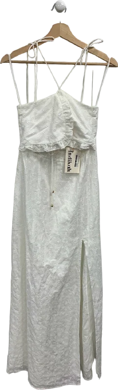 Indikah White Embroidered Sundress with Ruffle Detail UK 10