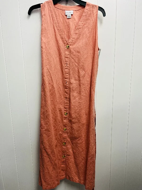 Dress Casual Midi By Liz Claiborne In Peach, Size: M