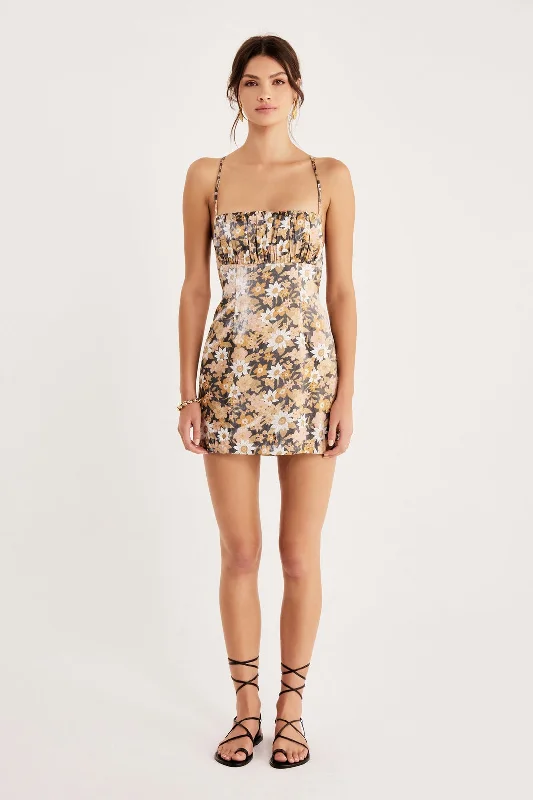 Paloma Mini Dress - Black Floral