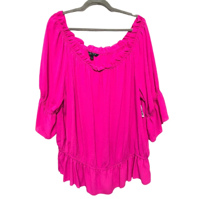 Blouse 3/4 Sleeve By Lauren By Ralph Lauren In Pink, Size: 3x