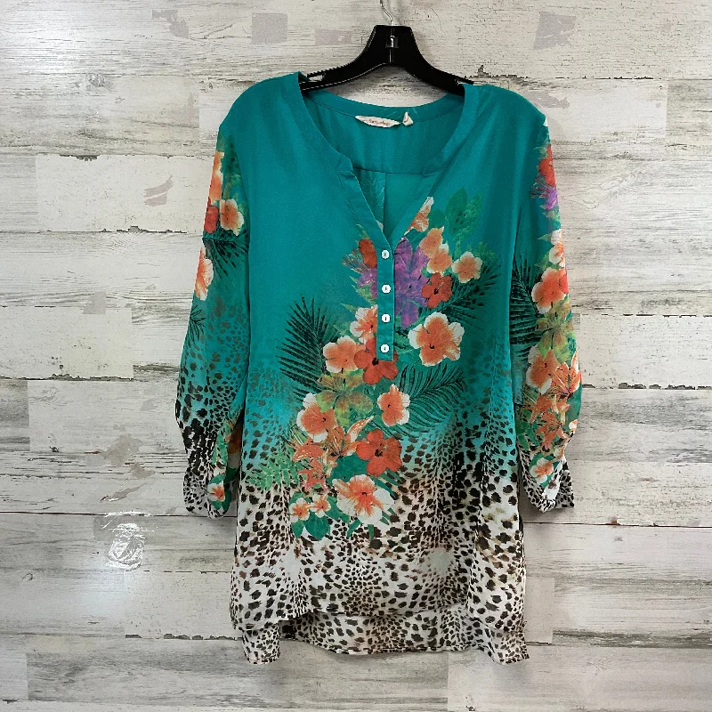 Blouse 3/4 Sleeve By Soft Surroundings In Green, Size: L