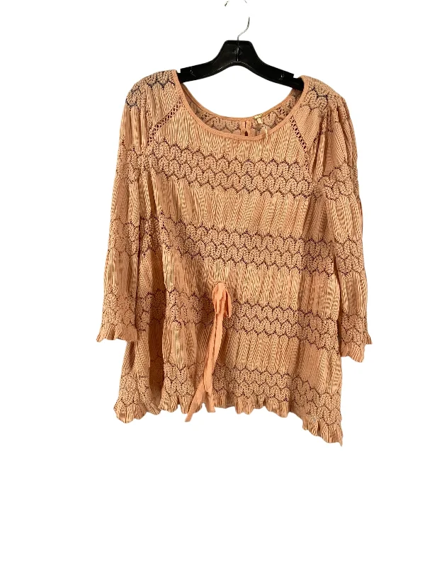 Blouse Long Sleeve By Free People In Pink, Size: L