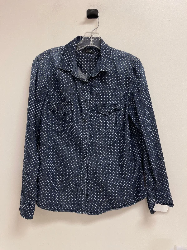 Blouse Long Sleeve By J. Crew In Blue Denim, Size: M