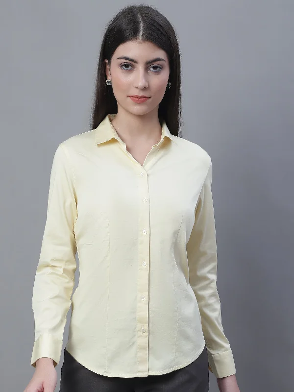 Women's Formal  Yellow Regular Full Sleeve  Shirt