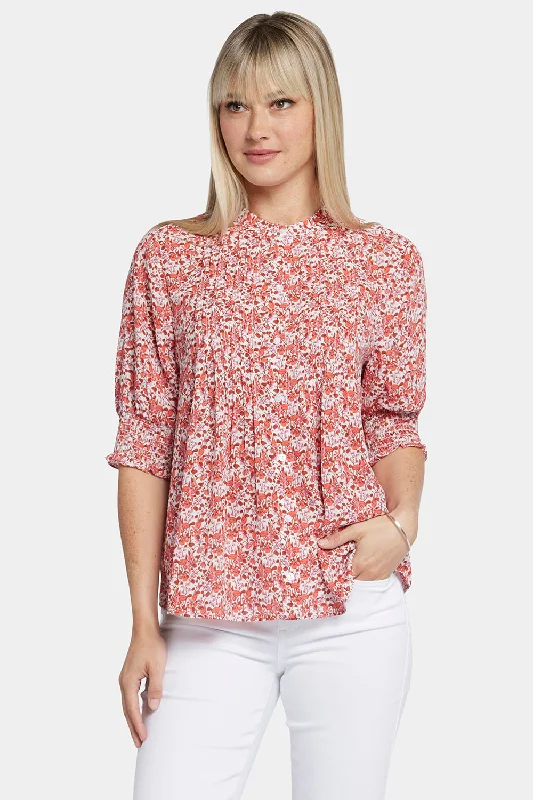 Pleated Short Sleeved Blouse - Pollyanna