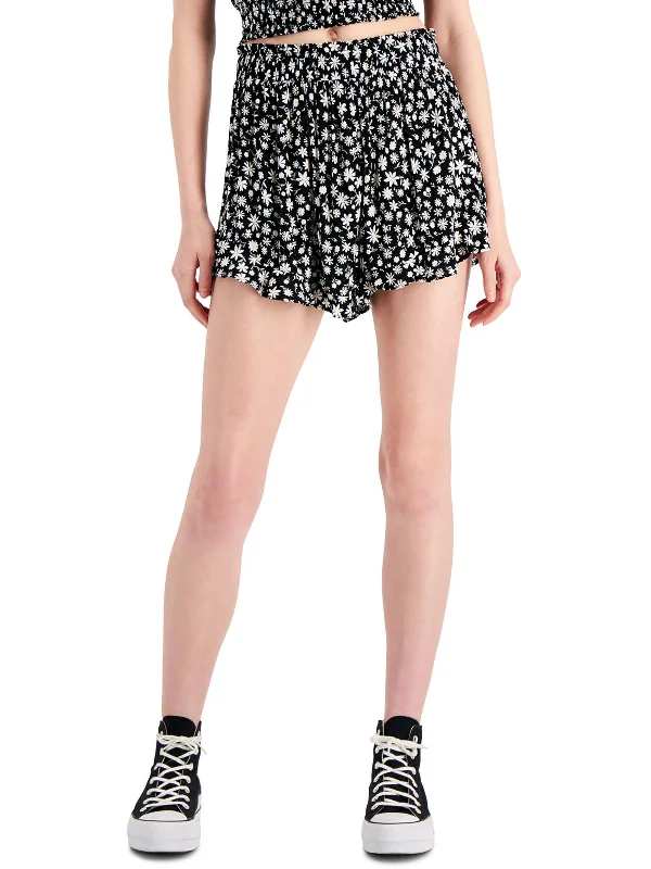 Womens Floral Ruffled Casual Shorts