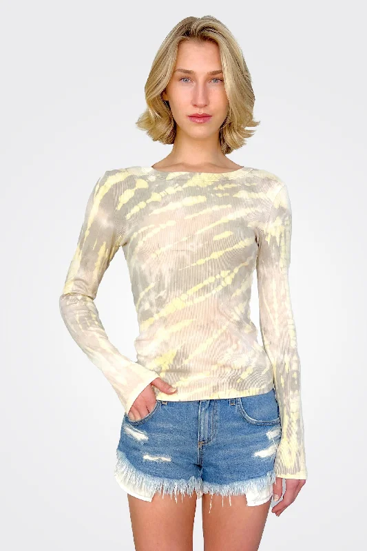 Zola Long Sleeve Ultra Rib Top - Champagne Combo