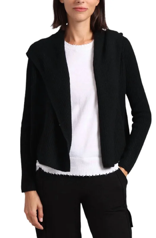 Cashmere 5Gg Shaker Hooded Flyaway Cardigan In Black