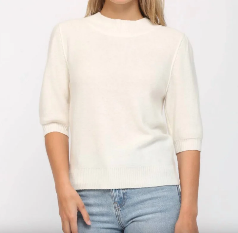 Presley Short Sleeve Sweater In Cream