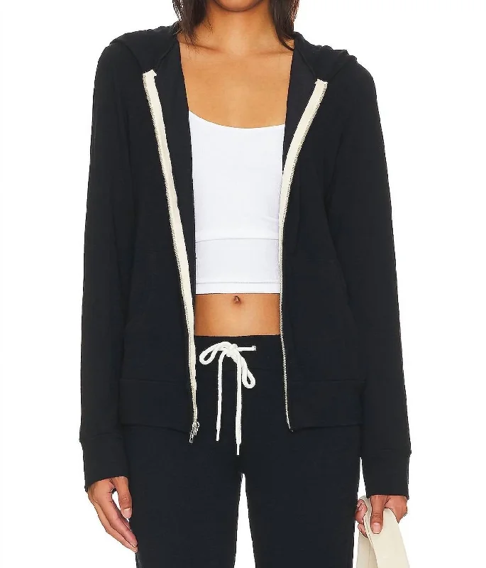 Zip Up Hoody In Blue Black