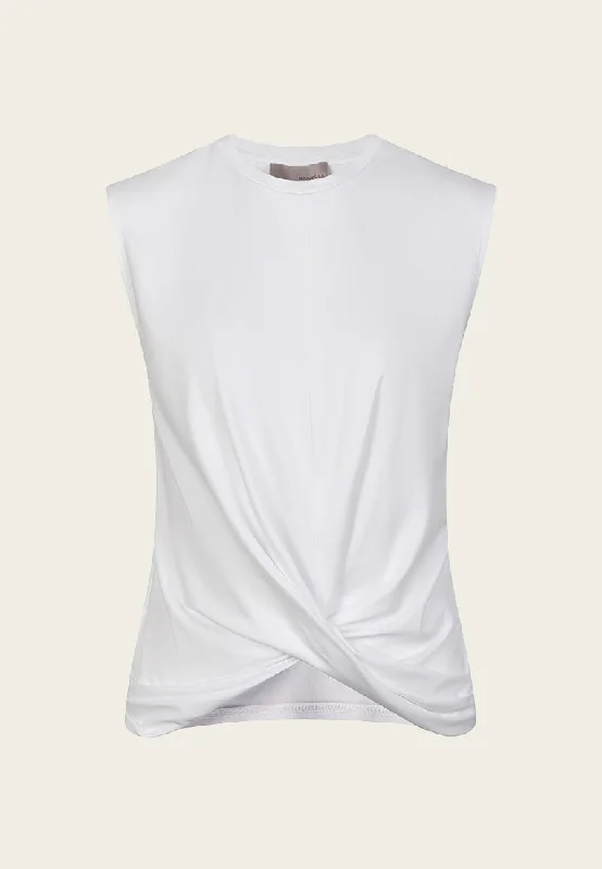 White Twist Bottom Sleeveless Top