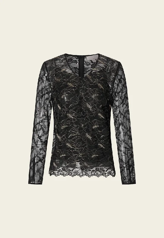 Black Jacquard Lace Top