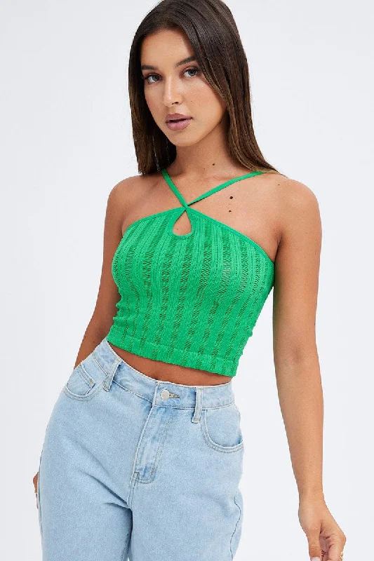 Green Singlet Top Seamless