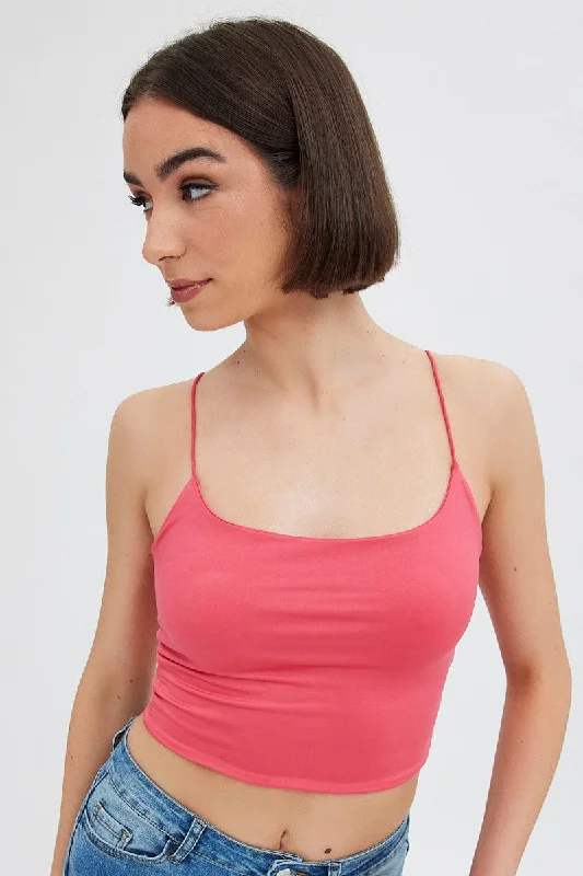 Red Crop Singlet Top