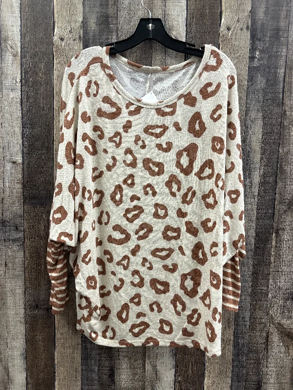 Top Long Sleeve By Cme In Animal Print, Size: L