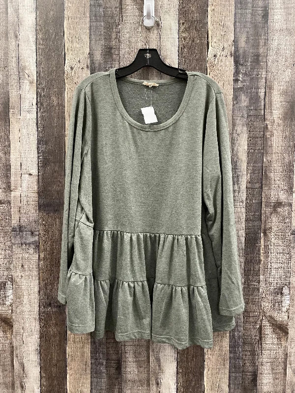 Top Long Sleeve By Jane And Delancey In Green, Size: 2x