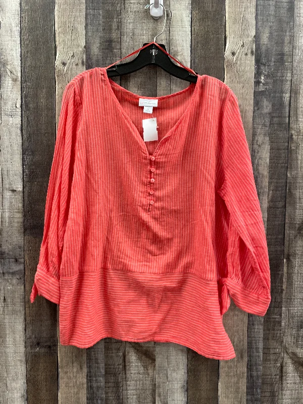 Top Long Sleeve By Liz Claiborne In Orange, Size: M