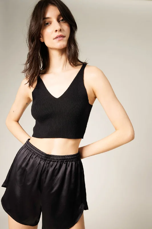 Della Silk Cashmere Cropped Tank Top