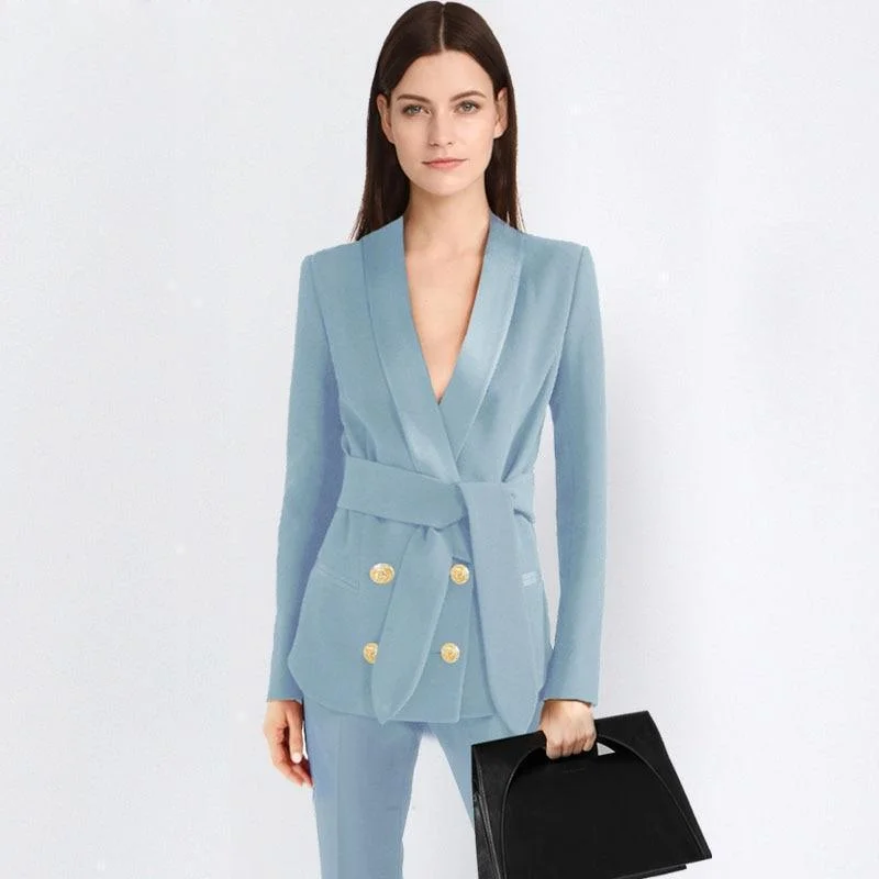 Double Breast Women Pant Suit