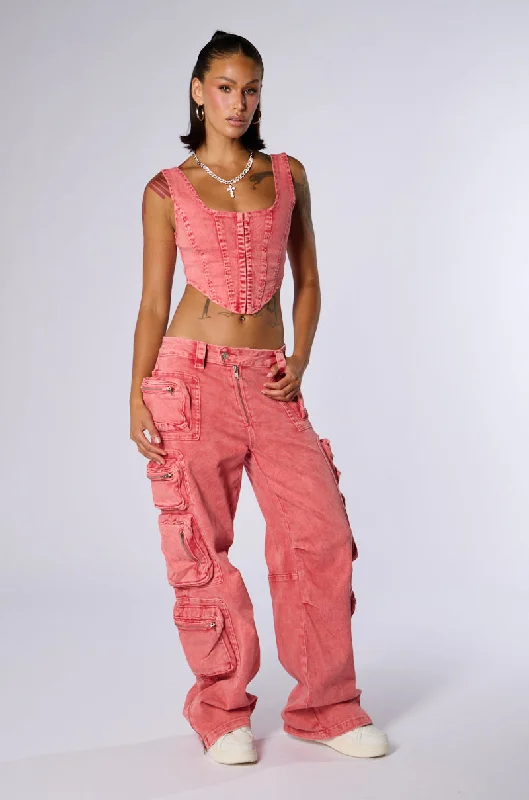 OUT THE MUD ACID WASH CARGO PANT