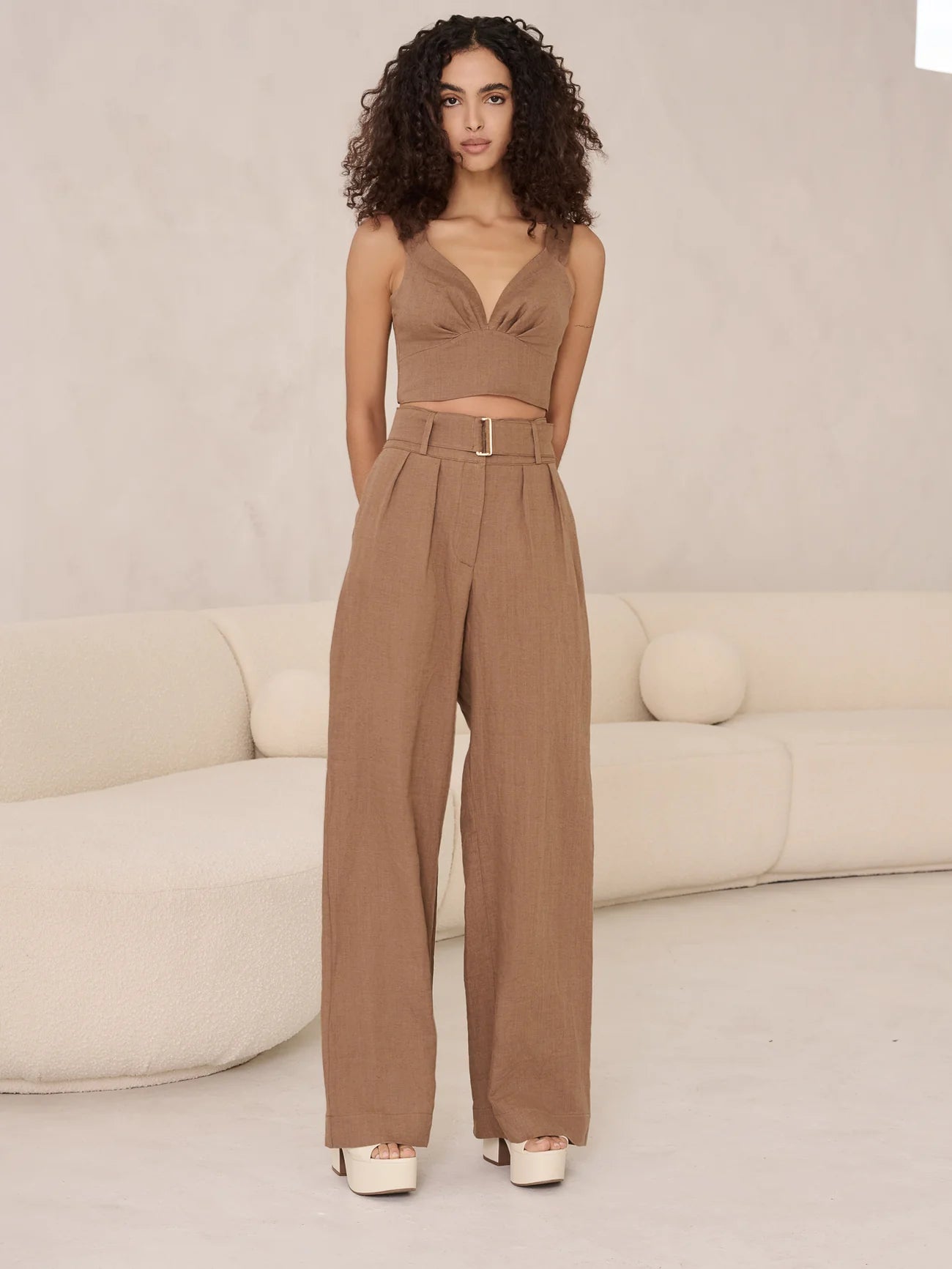 Alina Linen Pant - Pecan