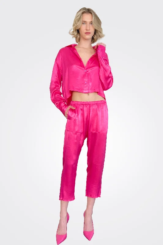 Erika Vintage Satin Drop Pant - Shock