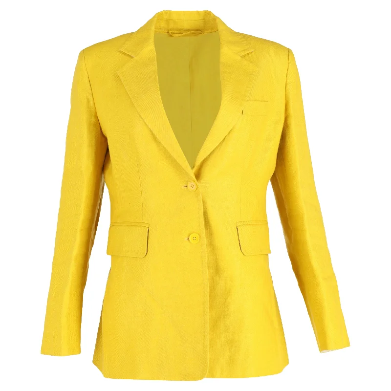 Max Mara Darsena Single-Breasted Jacket in Yellow Linen