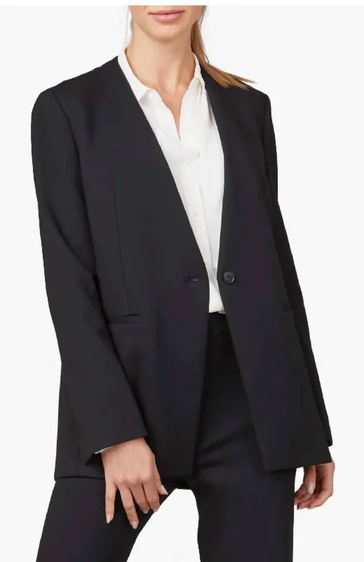 Perfect Collarless Blazer In Black