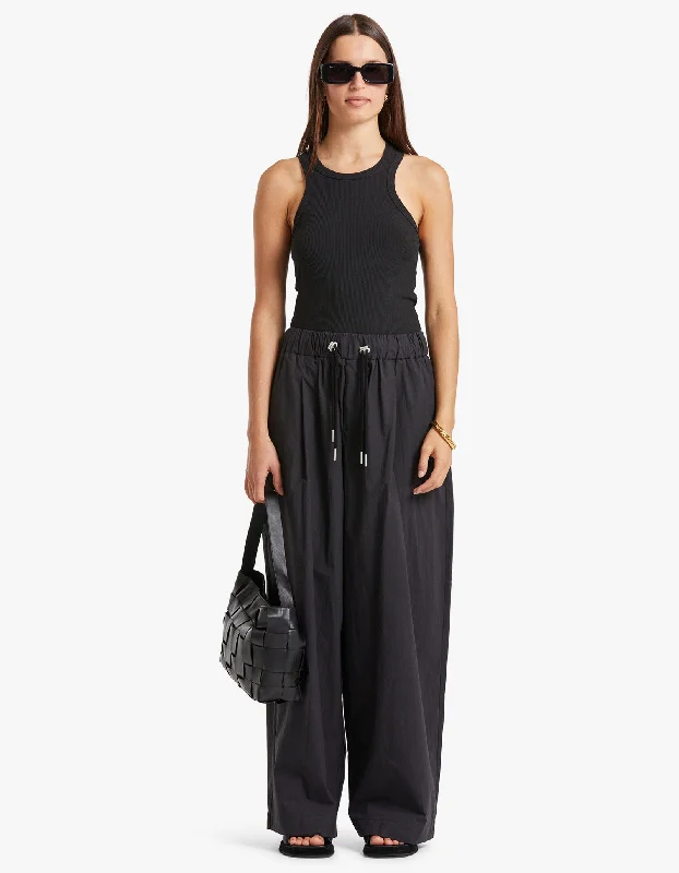 Relaxed Drawstring Pants - Black