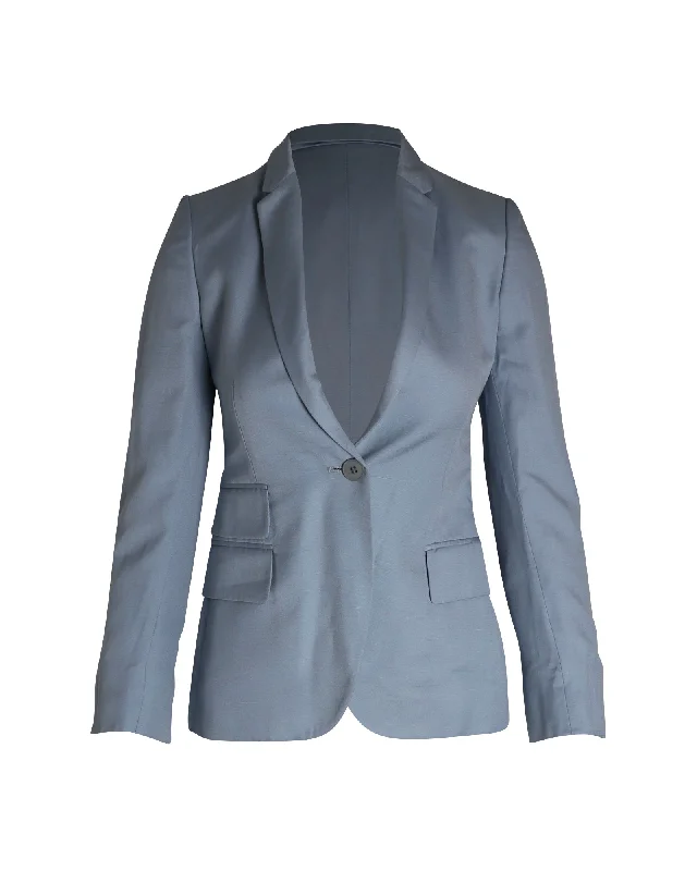 Stella McCartney Single-Breasted Blazer in Light Blue Rayon