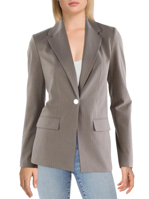 Womens Pinstripe Suit Separate One-Button Blazer